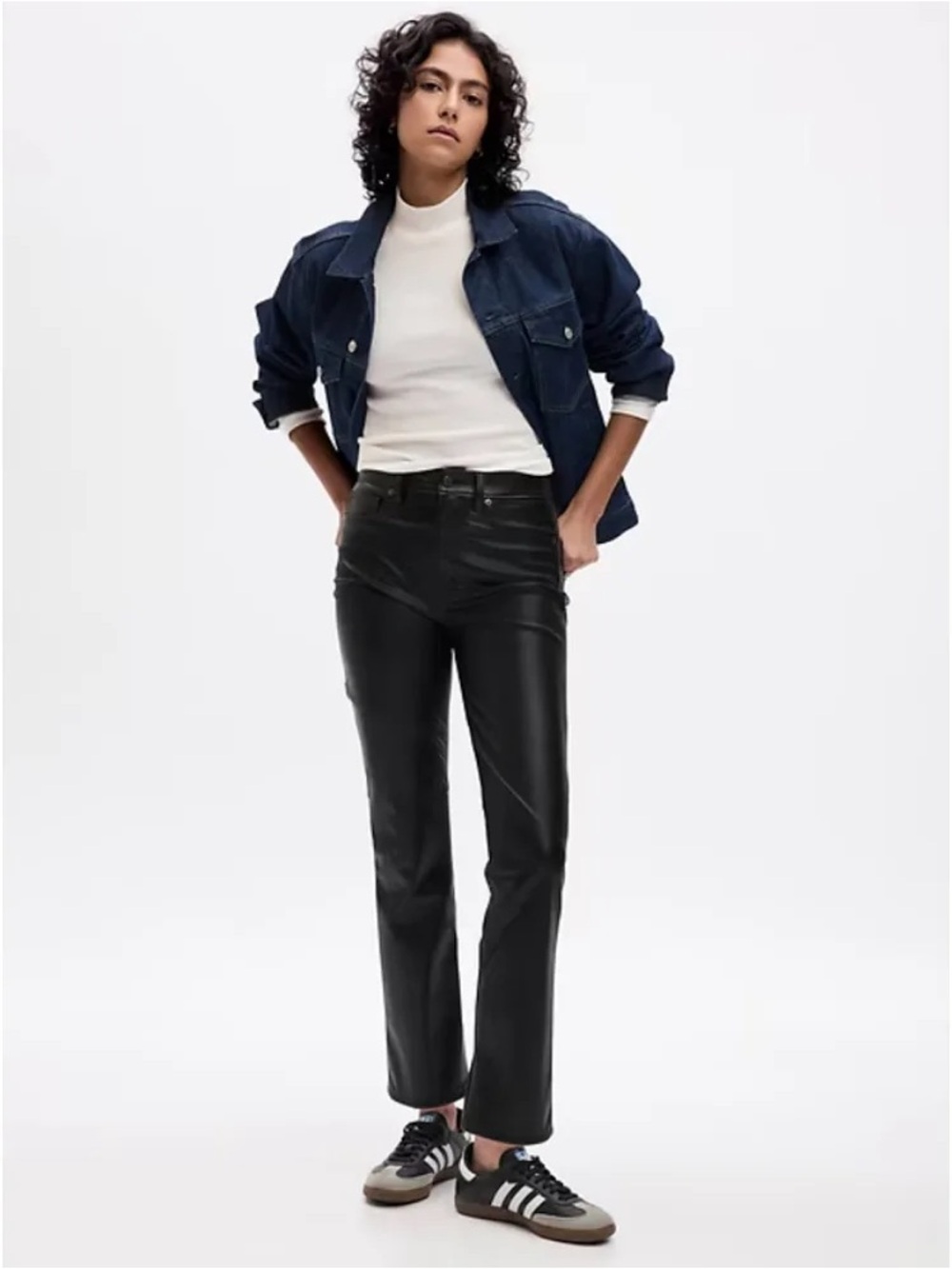 NWT GAP Black High Rise Vintage Slim Straight-Leg Faux Leather Pants